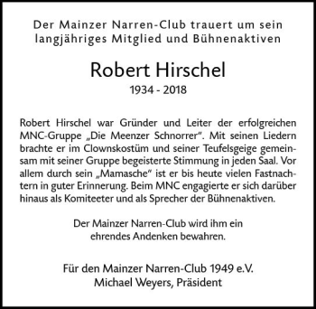 Traueranzeige von Robert Hirschel von vrm-trauer