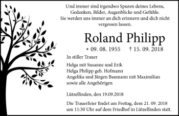 Traueranzeige von Roland Philipp von  Gießener Anzeiger