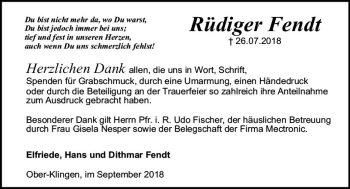 Traueranzeige von Rüdiger Fendt von vrm-trauer