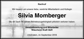 Traueranzeige von Silvia Momberger von VRM Trauer
