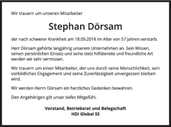 Traueranzeige von Stephan Dörsam von vrm-trauer