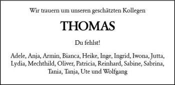 Traueranzeige von Thomas  von vrm-trauer