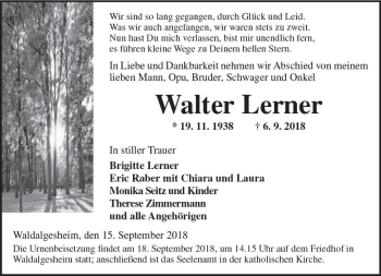Traueranzeige von Walter Lerner von vrm-trauer