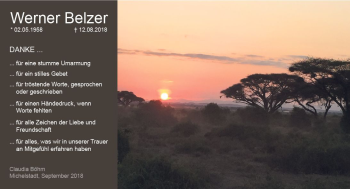 Traueranzeige von Werner Belzer von vrm-trauer