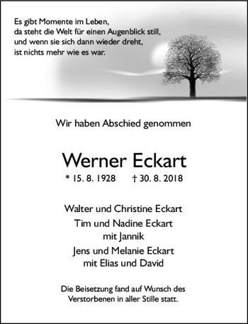 Traueranzeige von Werner Eckart von vrm-trauer