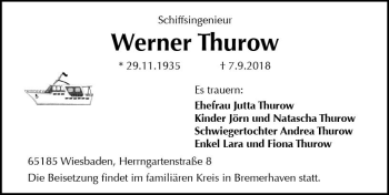 Traueranzeige von Werner Thurow von vrm-trauer