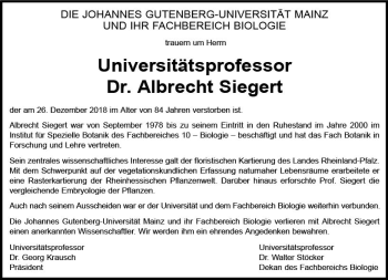 Traueranzeige von Albrecht Siegert von vrm-trauer