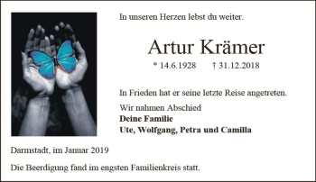 Traueranzeige von Artur Krämer von vrm-trauer