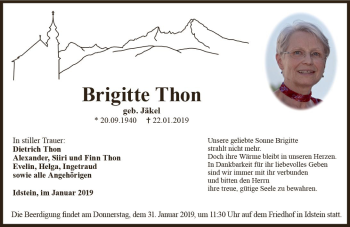 Traueranzeige von Brigitte Thon von vrm-trauer
