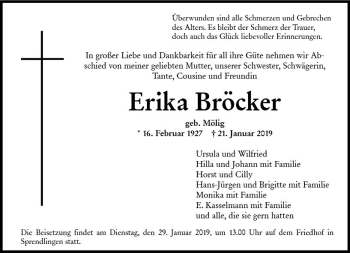 Traueranzeige von Erika Bröcker von vrm-trauer