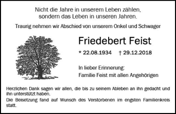 Traueranzeige von Friedebert Feist von vrm-trauer