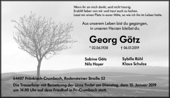 Traueranzeige von Georg Götz von vrm-trauer
