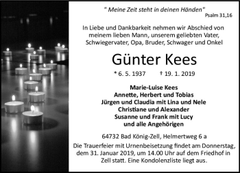 Traueranzeige von Günter Kees von vrm-trauer