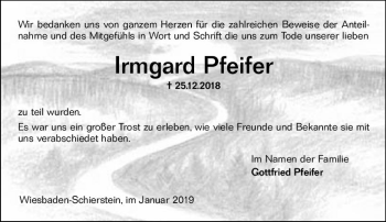 Traueranzeige von Irmgard Pfeifer von vrm-trauer