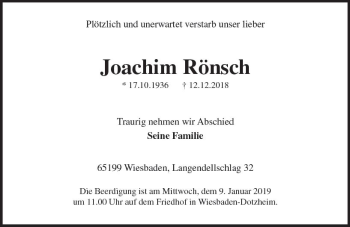 Traueranzeige von Joachim Rönsch von vrm-trauer