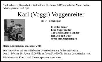 Traueranzeige von Karl Voggenreiter von vrm-trauer
