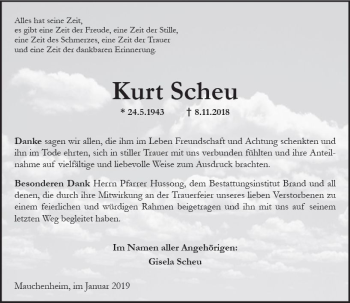 Traueranzeige von Kurt Scheu von vrm-trauer
