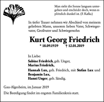Traueranzeige von Kurt Georg Friedrich von vrm-trauer