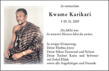 Traueranzeige von Kwame Karikari von vrm-trauer
