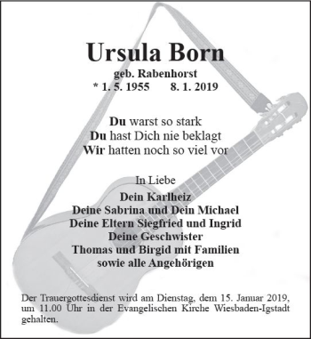 Traueranzeige von Ursula Born von vrm-trauer