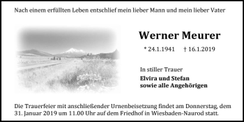 Traueranzeige von Werner Meurer von vrm-trauer