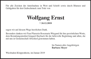Traueranzeige von Wolfgang Ernst von vrm-trauer