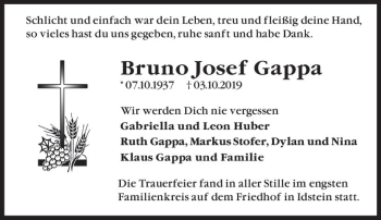 Traueranzeige von Bruno Josef Gappa von vrm-trauer