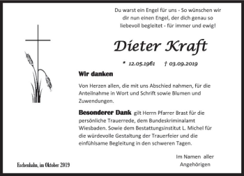 Traueranzeige von Dieter Kraft von vrm-trauer