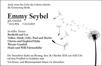 Traueranzeige von Emmy Seybel von vrm-trauer