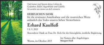 Traueranzeige von Erhard Kaulfuß von vrm-trauer