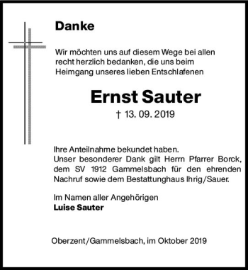 Traueranzeige von Ernst Sauter von vrm-trauer