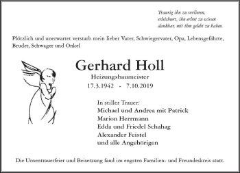 Traueranzeige von Gerhard Holl von vrm-trauer