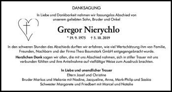 Traueranzeige von Gregor Nierychlo von vrm-trauer