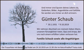 Traueranzeige von Günter Schaub von vrm-trauer
