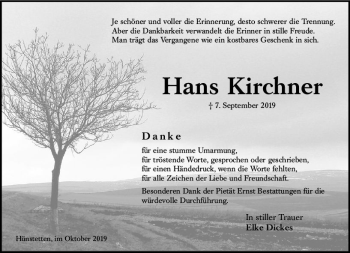 Traueranzeige von Hans Kirchner von vrm-trauer