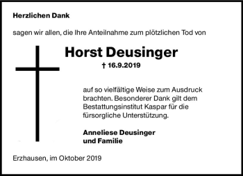 Traueranzeige von Horst Deusinger von vrm-trauer