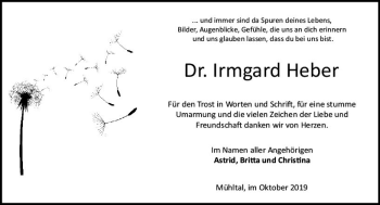 Traueranzeige von Irmgard Heber von vrm-trauer