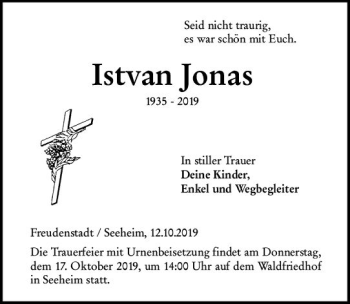Traueranzeige von Istvan Jonas von vrm-trauer