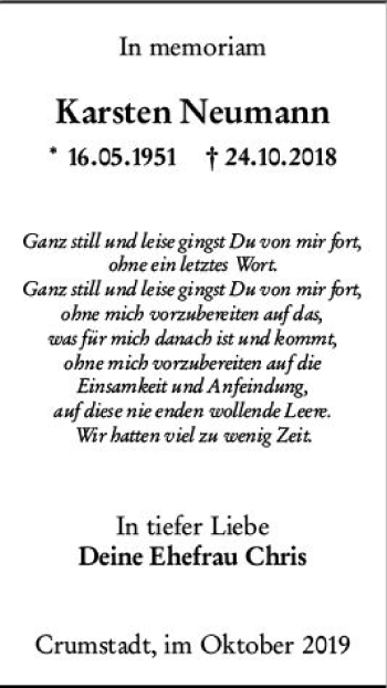 Traueranzeige von Karsten Neumann von vrm-trauer