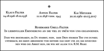 Traueranzeige von Klaus Falter von vrm-trauer