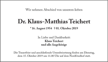 Traueranzeige von Klaus-Matthias Teichert von vrm-trauer