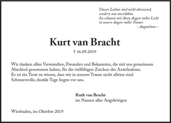 Traueranzeige von Kurt van Bracht von vrm-trauer