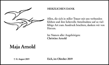 Traueranzeige von Maja Arnold von vrm-trauer