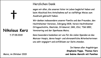 Traueranzeige von Nikolaus Kerz von vrm-trauer