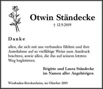 Traueranzeige von Otwin Ständecke von vrm-trauer