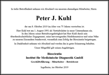 Traueranzeige von Peter J. Kuhl von vrm-trauer