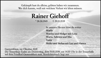 Traueranzeige von Rainer Giehoff von vrm-trauer