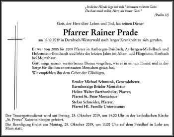 Traueranzeige von Rainer Prade von vrm-trauer