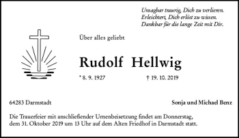 Traueranzeige von Rudolf Hellwig von vrm-trauer