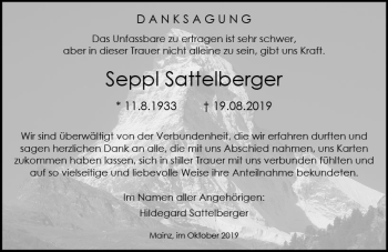 Traueranzeige von Seppl Sattelberger von vrm-trauer
